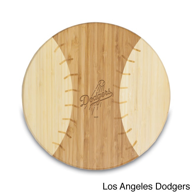 Mlb National League Homerun Bamboo Round Cutting Board (12 inches in diameter x 0.75 inch thick Materials Bamboo Materials Surface wash only with a damp cloth; to prevent wood from warping and cracking, do not submerge in waterMeasurements are approxima