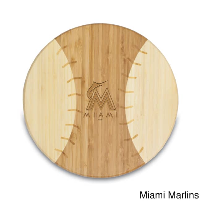 MLB National League 'Homerun!' Bamboo Round Cutting Board - Brown/Miami Marlins