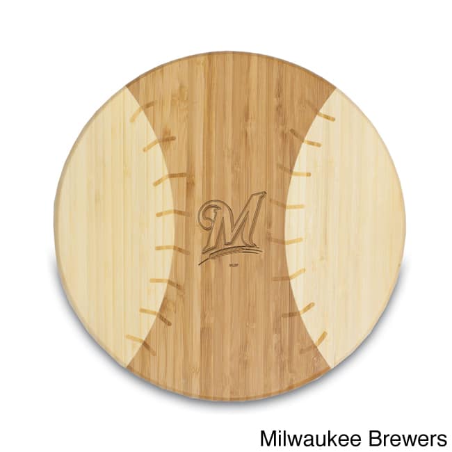 MLB National League 'Homerun!' Bamboo Round Cutting Board - Brown/Milwaukee Brewers