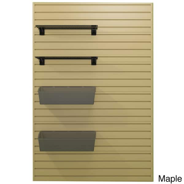 5 Piece Slatwall Panel, Shelf And Hard Bin Set