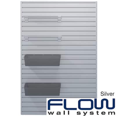 5 Piece Slatwall Panel, Shelf And Hard Bin Set