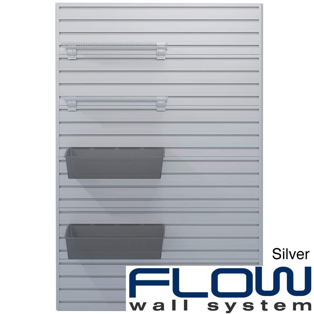 5 Piece Slatwall Panel, Shelf And Hard Bin Set