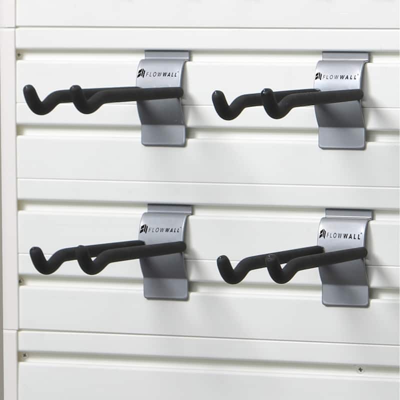 16 Piece Slatwall Panel, Hook, Shelf Storage Set- Silver Slat Wall