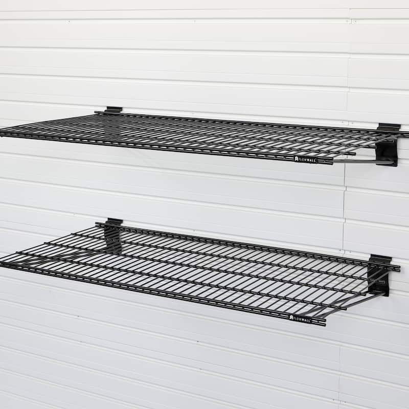 16 Piece Slatwall Panel, Hook, Shelf Storage Set- Silver Slat Wall