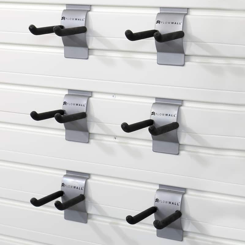 16 Piece Slatwall Panel, Hook, Shelf Storage Set- Silver Slat Wall