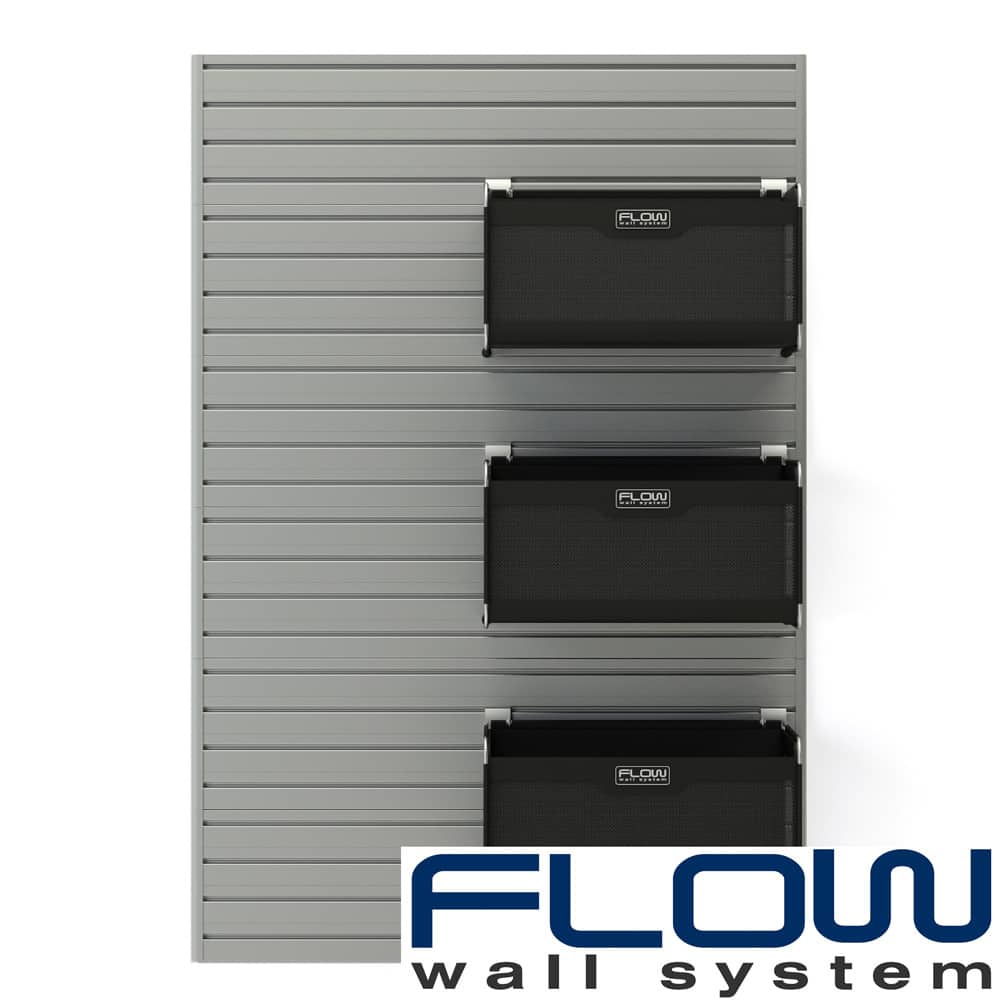 4 Piece Slatwall Panel, Soft Storage Bin Storage Set - Silver Slat Wall