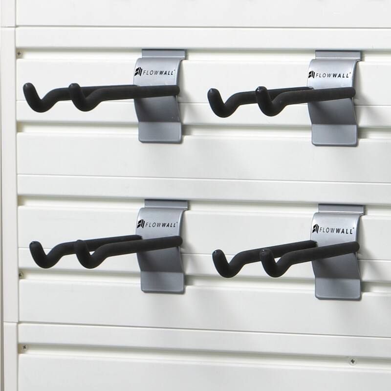 21 Piece Slatwall Panel, Hook, Bin Storage Set - Silver SlatWall