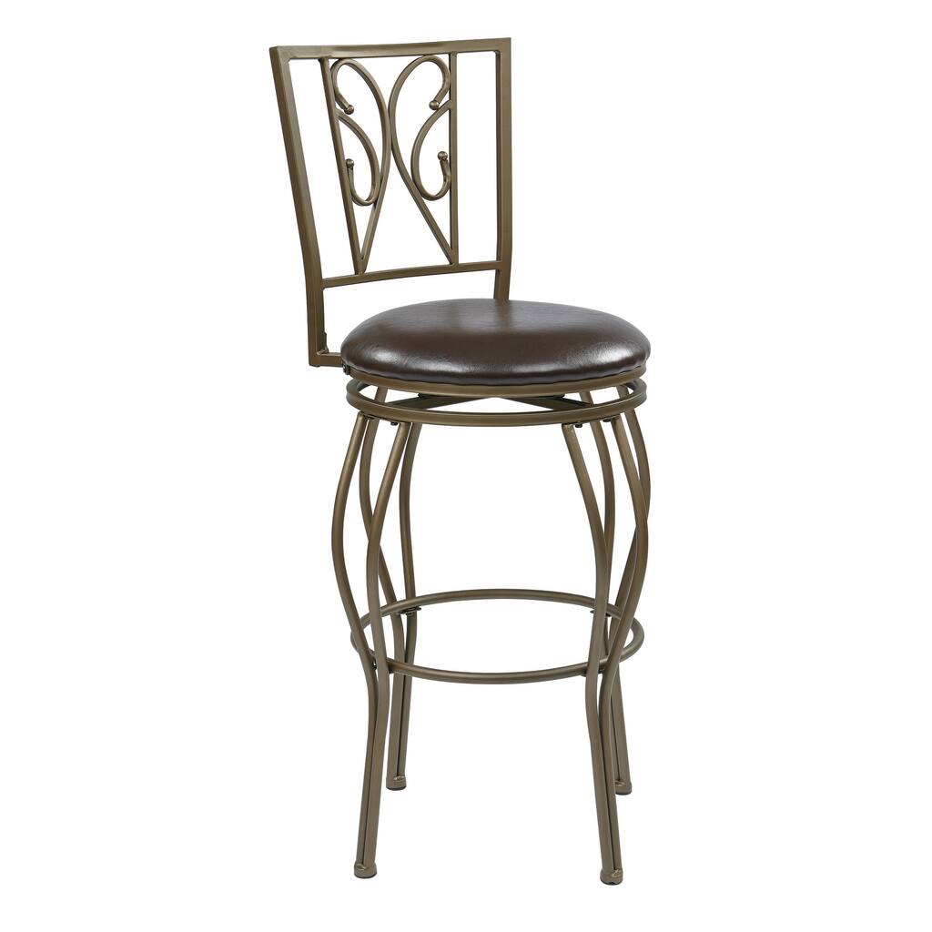 30" Cosmo Metal Swivel Barstool in Espresso Faux Leather Seat