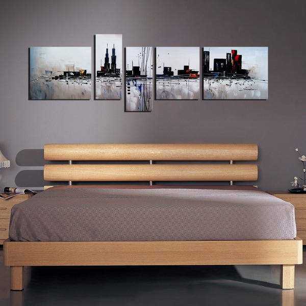 'The City' 5-piece Gallery-wrapped Hand Painted Canvas Art Set