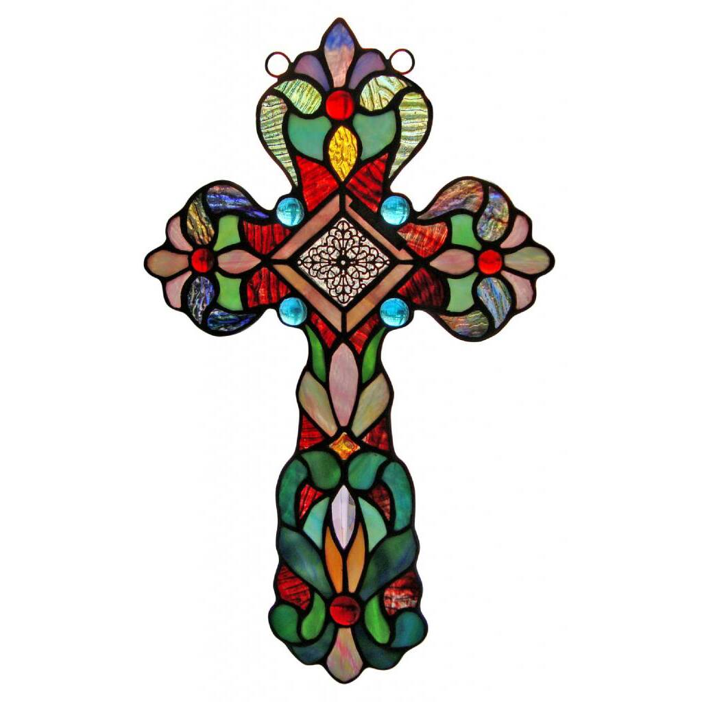 Chloe Cross Stained Glass Sun Catcher Window Panel