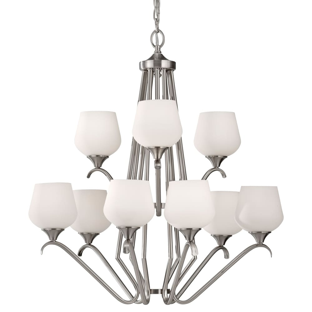 Merritt 9 light Tiered Brushed Steel Chandelier