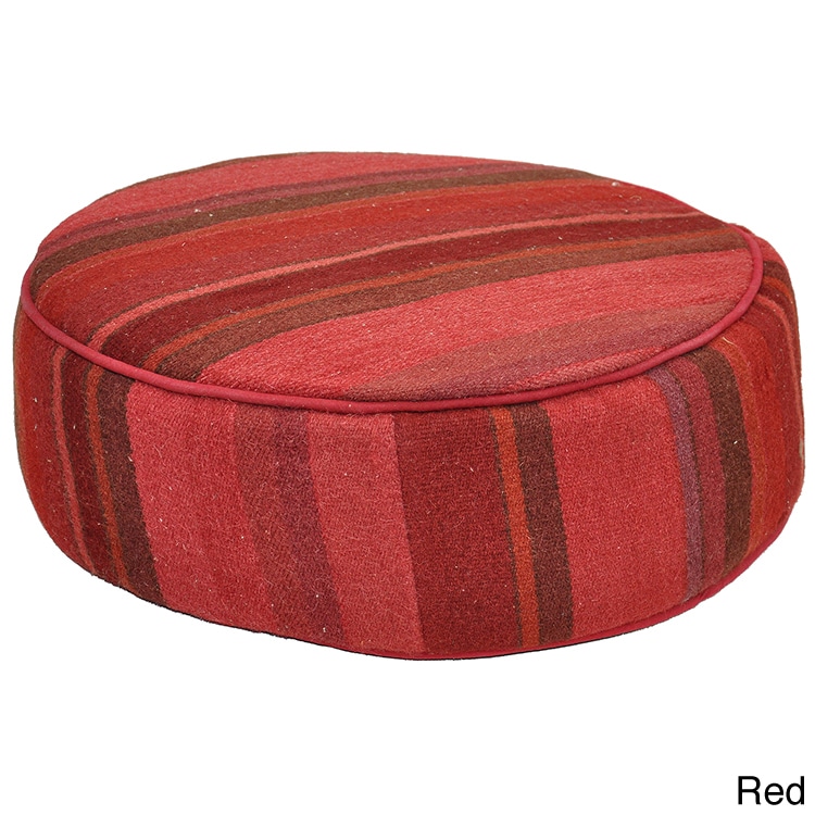 Kosas Collections Eore Round Stripe Pouf Pillow Red Size Specialty