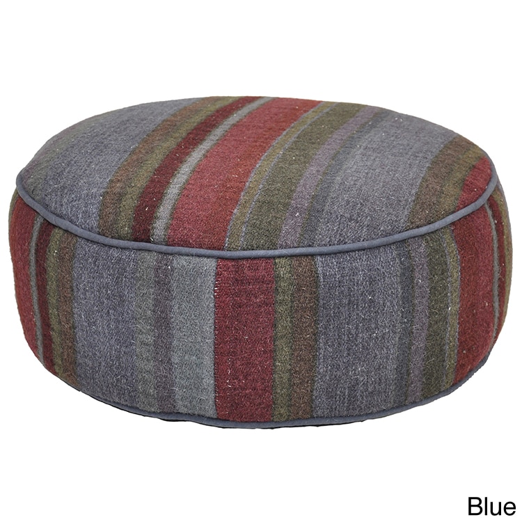 Kosas Collections Eore Round Stripe Pouf Pillow Blue Size Specialty