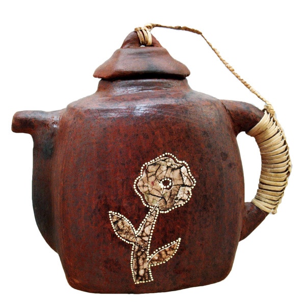 Handmade Decorative Square Kotak Terracotta Teapot (Indonesia)
