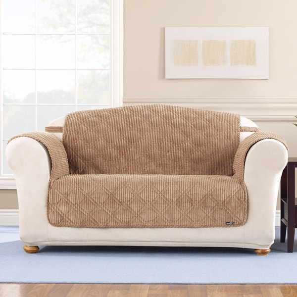 Shop Sure Fit Variegated Corduroy Camel Loveseat Slipcover Free