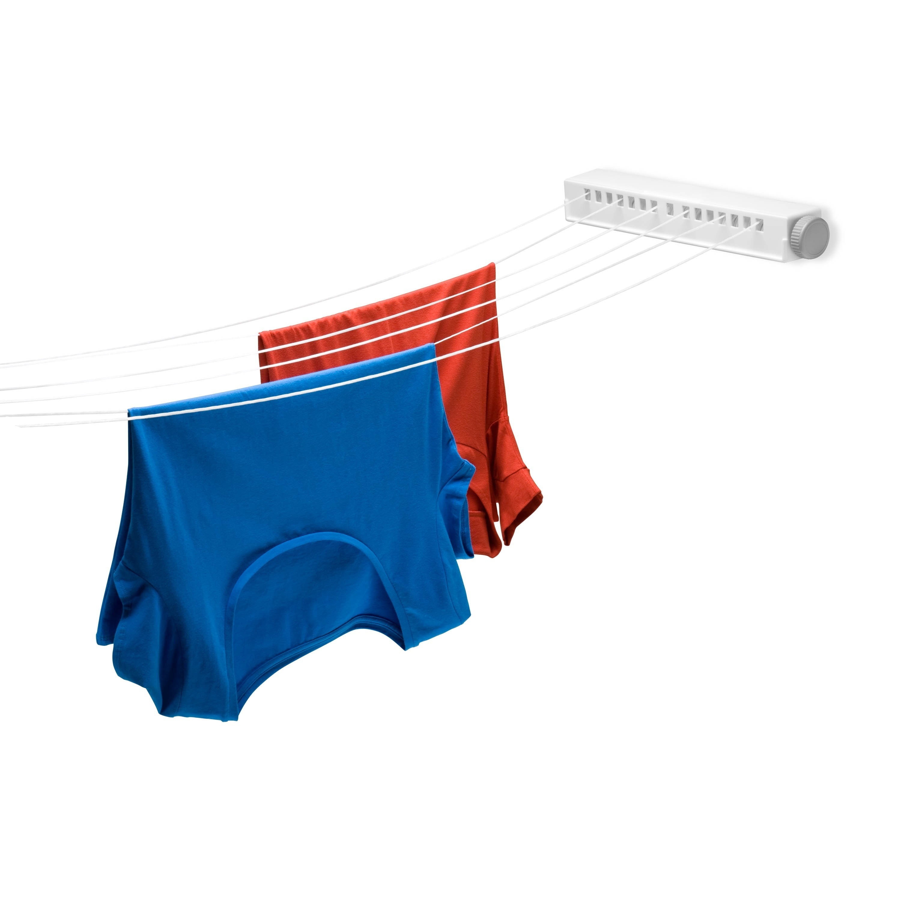 Extendable 6 line Clothesline (White/grey6 line extendable clotheslineAutomatically retracting lineSix (6) sturdy nylon linesEasy to cleanExtend out 12 feet for use indoors or outdoorsCombined 72 linear feet of drying spaceMaterials NylonDimensions 16.5