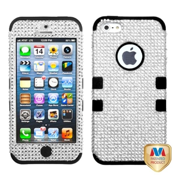 BasAcc Silver/ Black Bling Hybrid Case for Apple iPhone 5