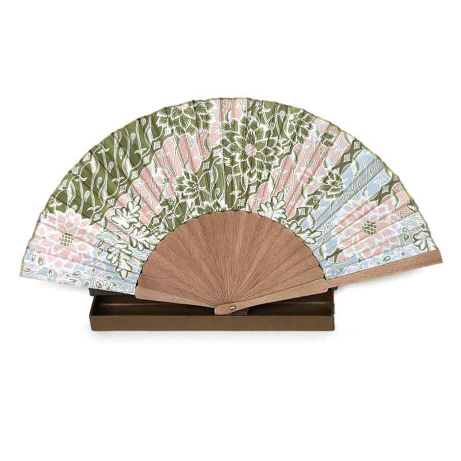 Handmade Silk and Pinewood 'Feminine' Batik Fan (Indonesia)