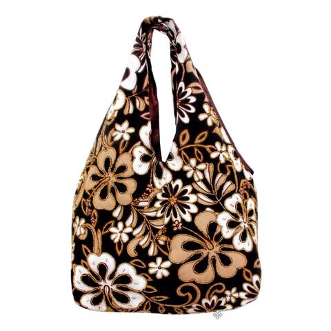 NOVICA Handmade Cotton 'Tropical Bouquet' Beaded Large Shoulder Bag (Indonesia)