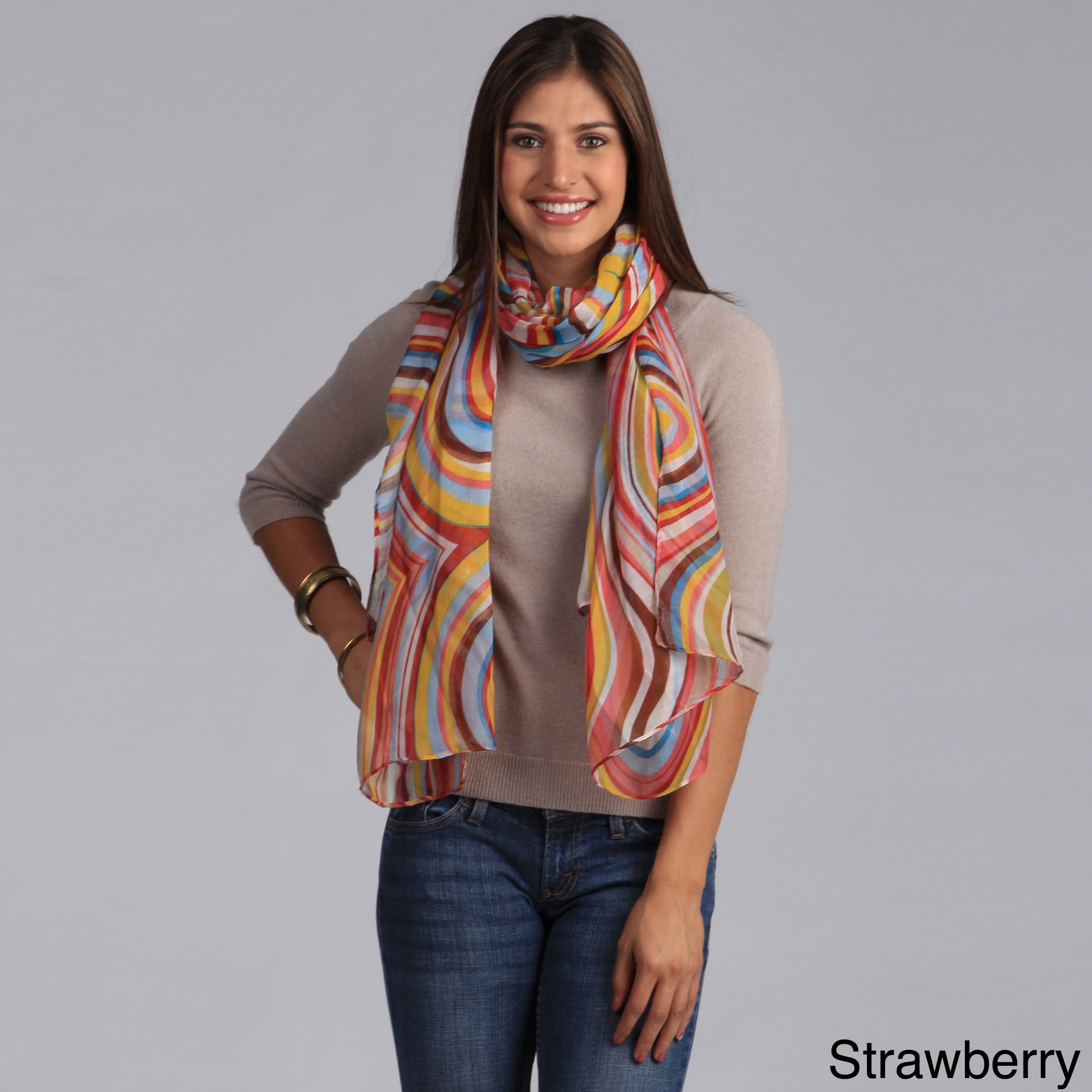 Saro Womens Swirling Stripe Design Scarf