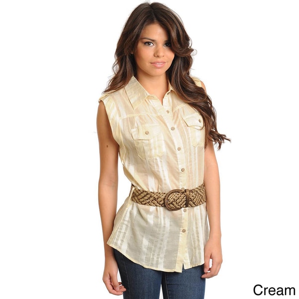 sleeveless button down womens