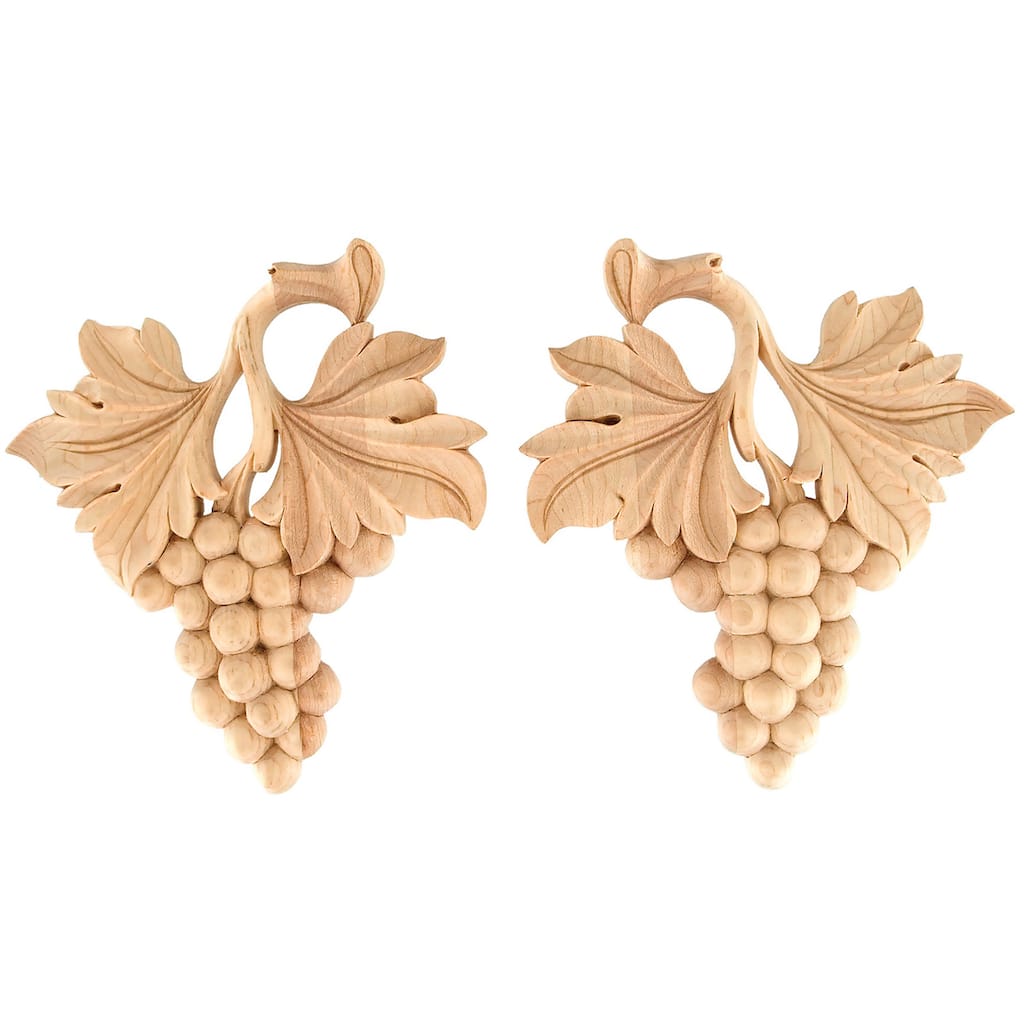 Solid Hardwood Hand-carved Grape Leaf Scrolls (Set of 2)