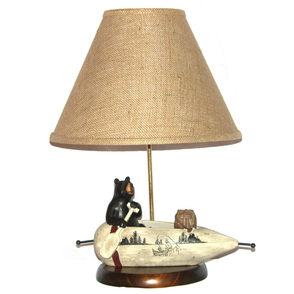 Black Bear Rowing a Canoe 1-light Table Lamp