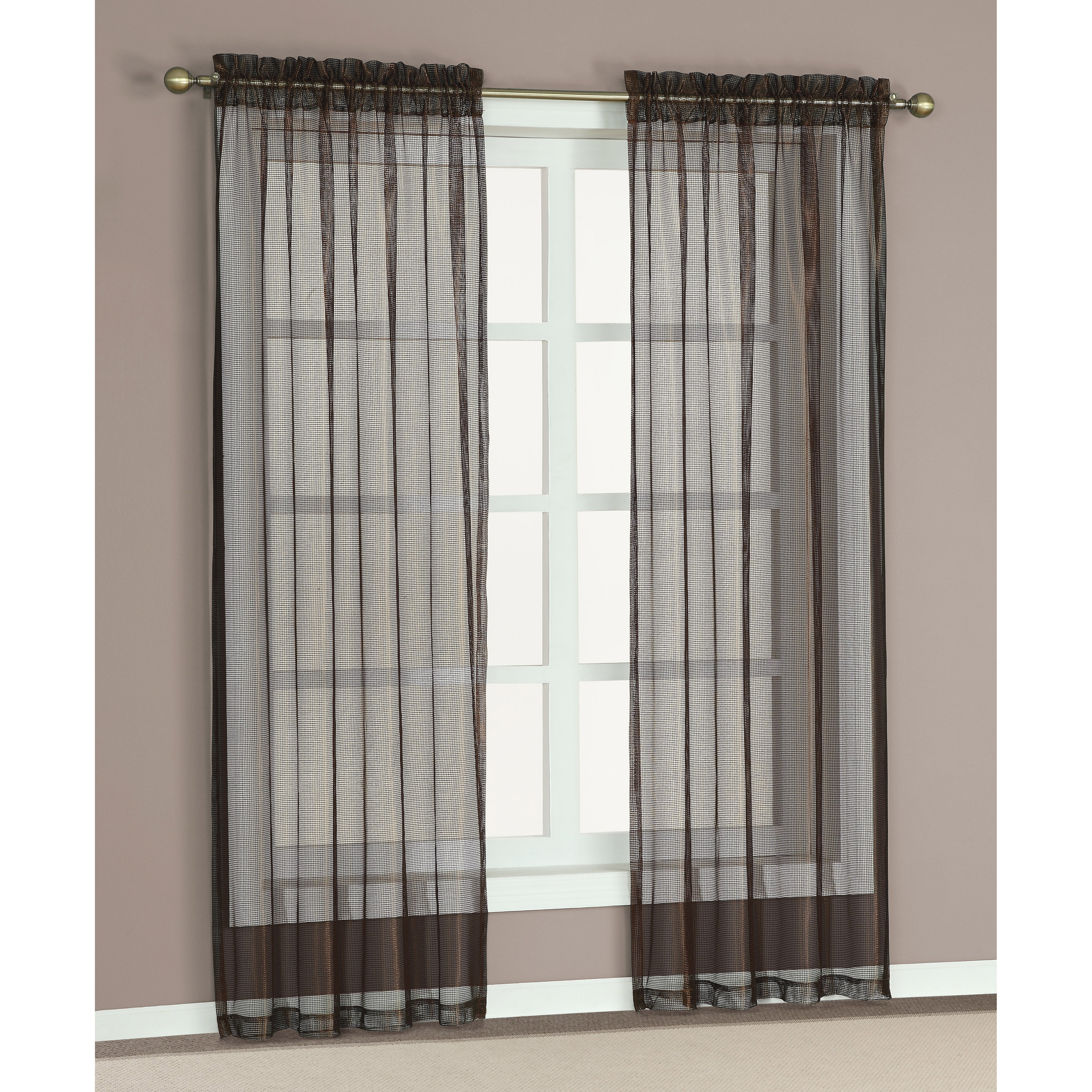 Welcome Industrial Corp Morena Sheer Curtain 84 inch Panel Pair Brown Size 50 x 84