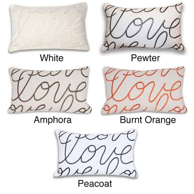 Thro Love Embroidered Script Pillow (12 x 20)