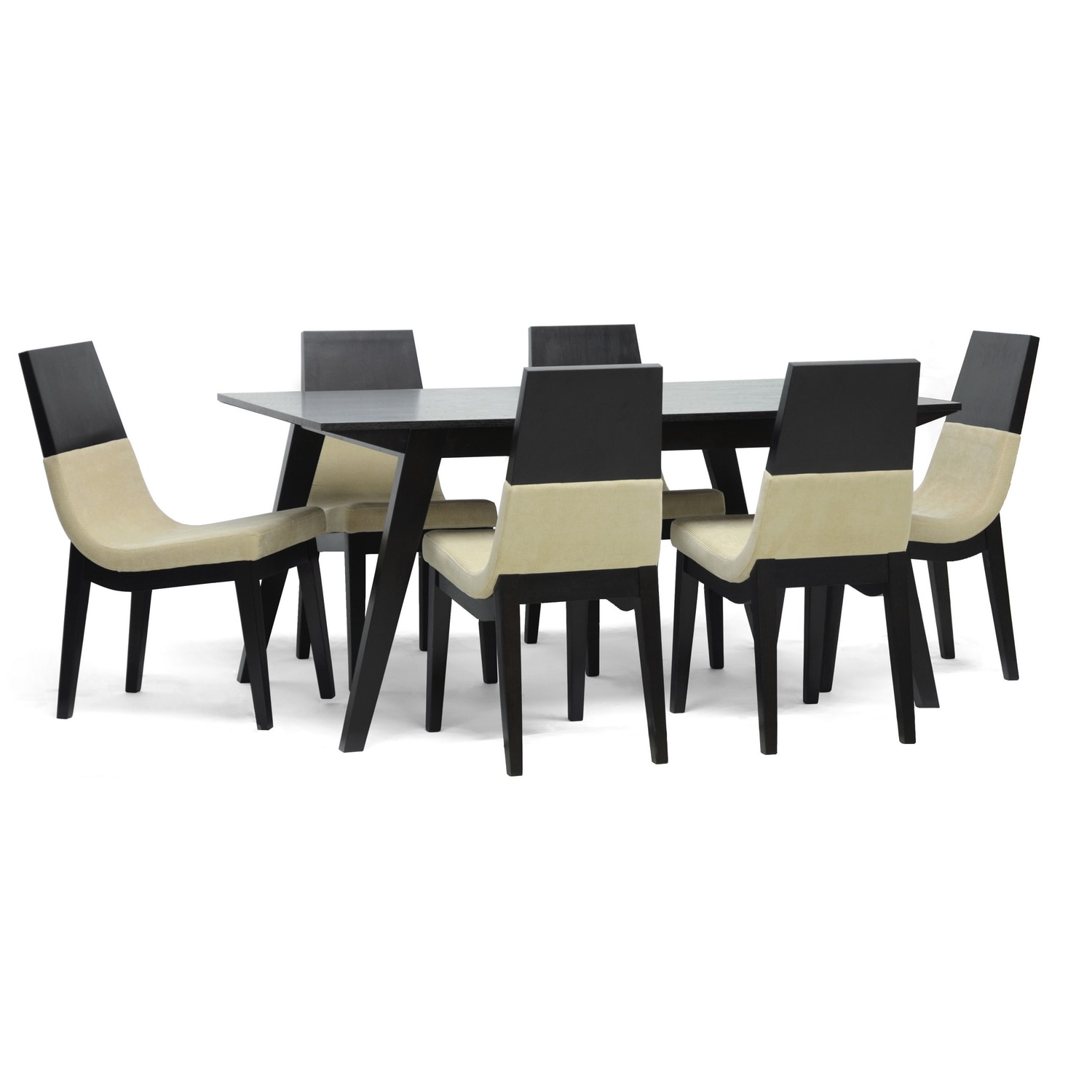 Baxton Studio Baxton Studio Prezna 7 piece Dark Brown Modern Dining Set Beige Size 7 Piece Sets