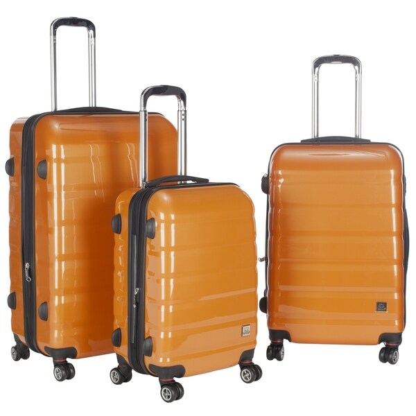 orange hard shell suitcase