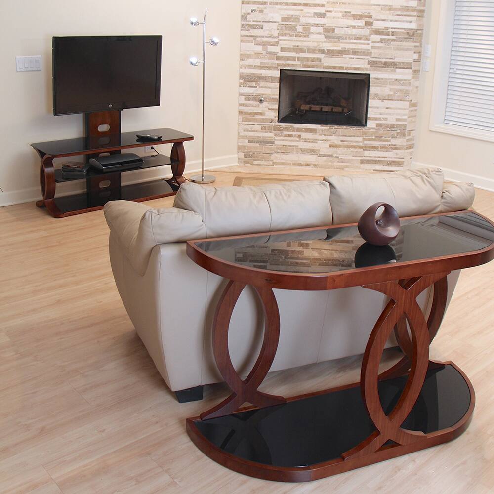 LumiSource Pesce Walnut Bent Wood Console Table