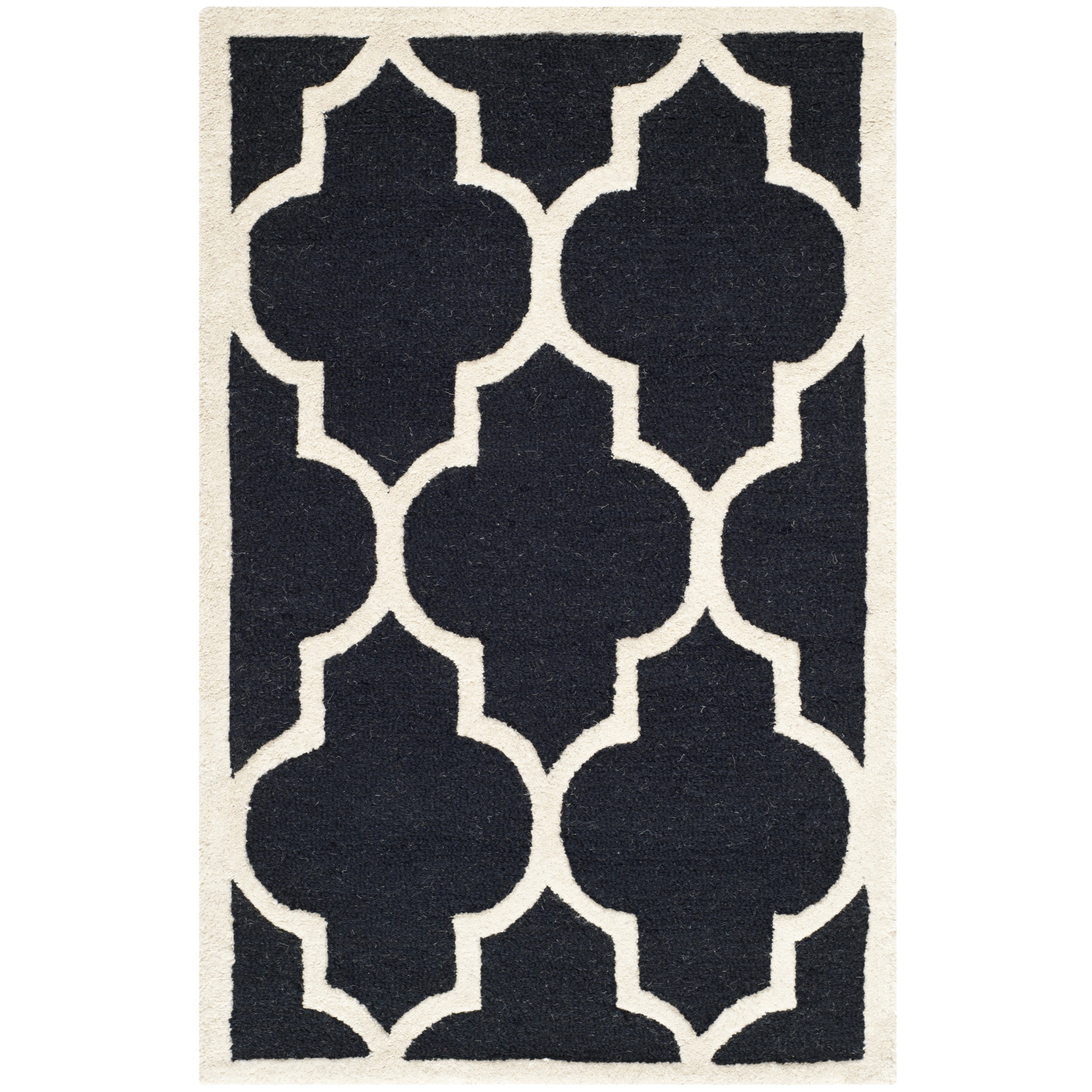 Safavieh Lattice patterned Handmade Moroccan Cambridge Black Wool Rug (2 X 3)
