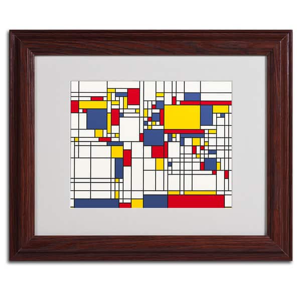 Modrian Framed Abstract Michael Tompsett 'World Map... Mondrian' Framed Matted Art ...