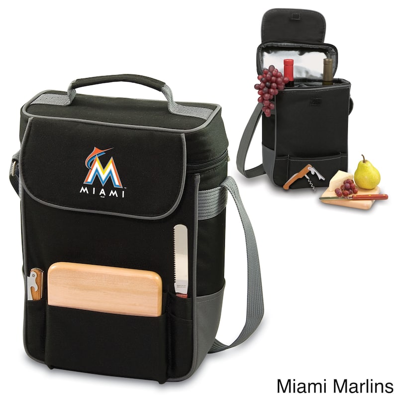 MLB 'Duet' Two-bottle Wine and Cheese Cooler Tote - Black/Miami Marlins