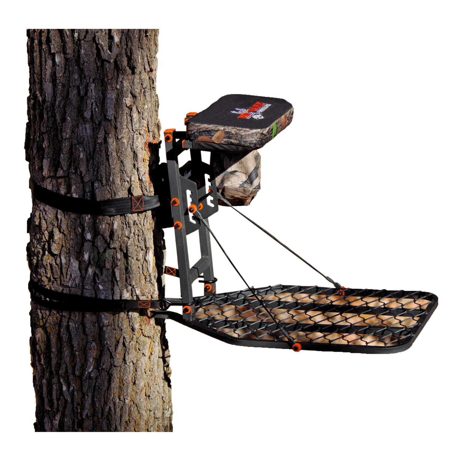 Big Game Treestands Platinum Collection Phoenix Hang on Stand (BlackDimensions 34x20x27Weight 20 lbsFeaturesConstruction  Steel Foot platform style Wide mouth expanded metal Foot platform 20 inches wide x 27 inches deep Seat platform 14 inches wide