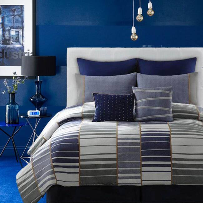 Cotton Blocked Denim 8-piece Comforter Set