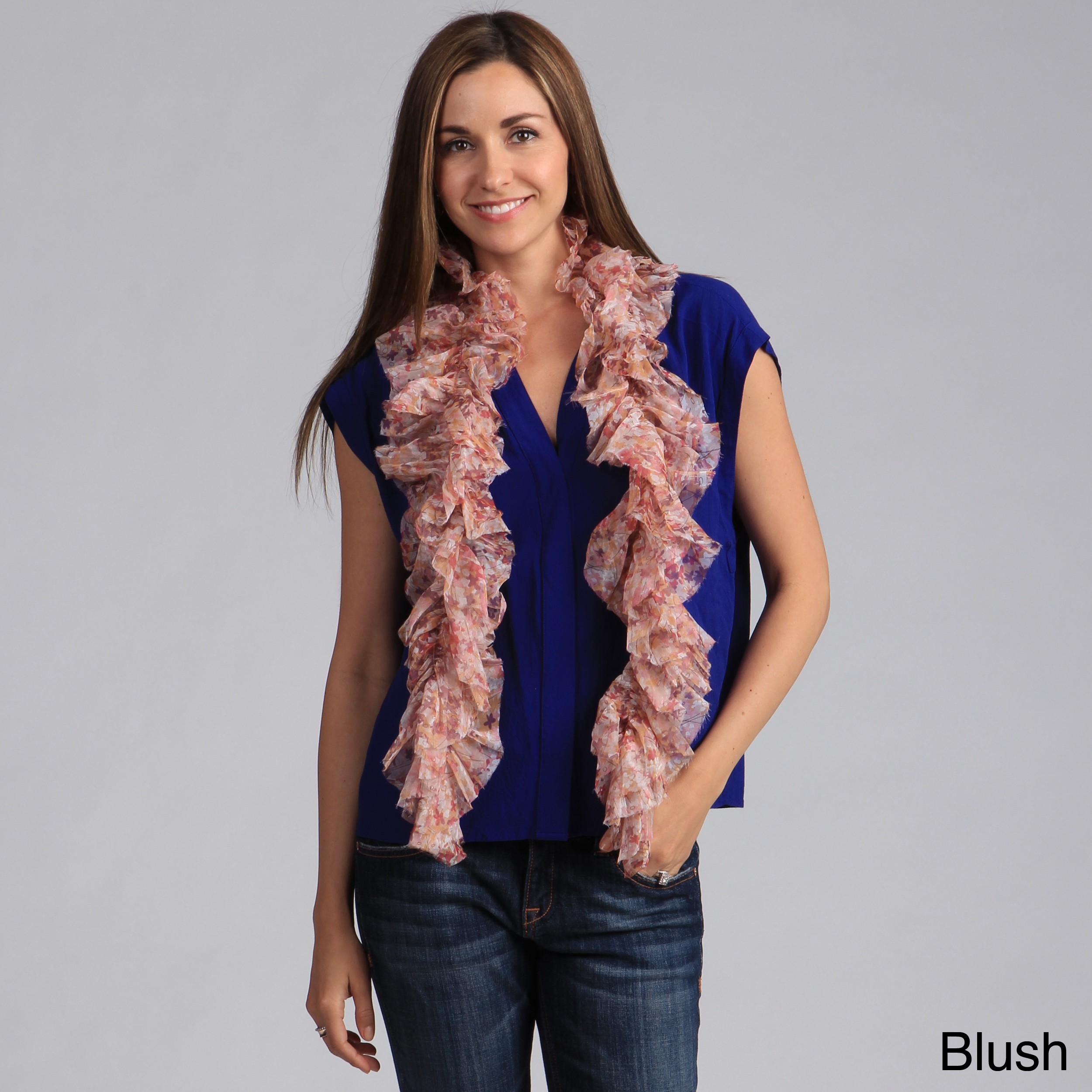 Saro Printed 54 inch Long Ruffle Scarf