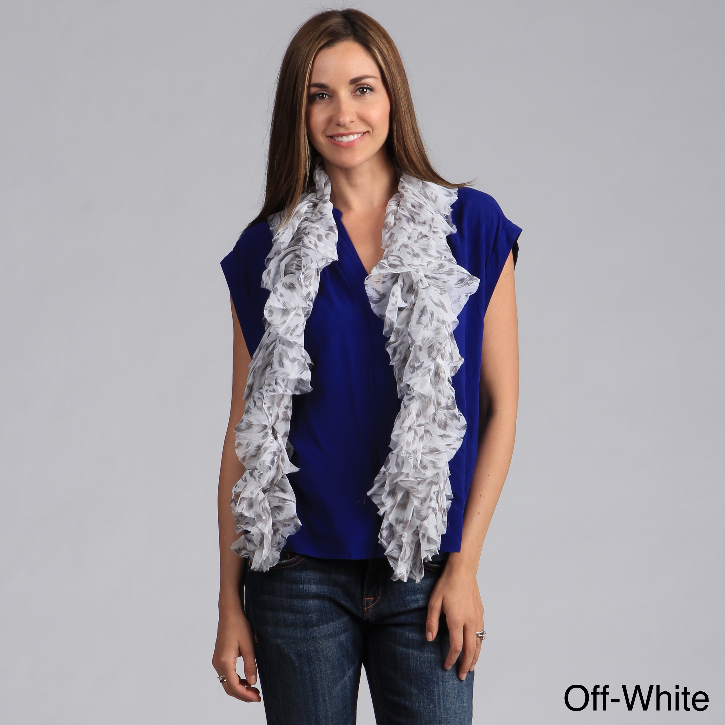 Saro Printed Ruffle Scarf