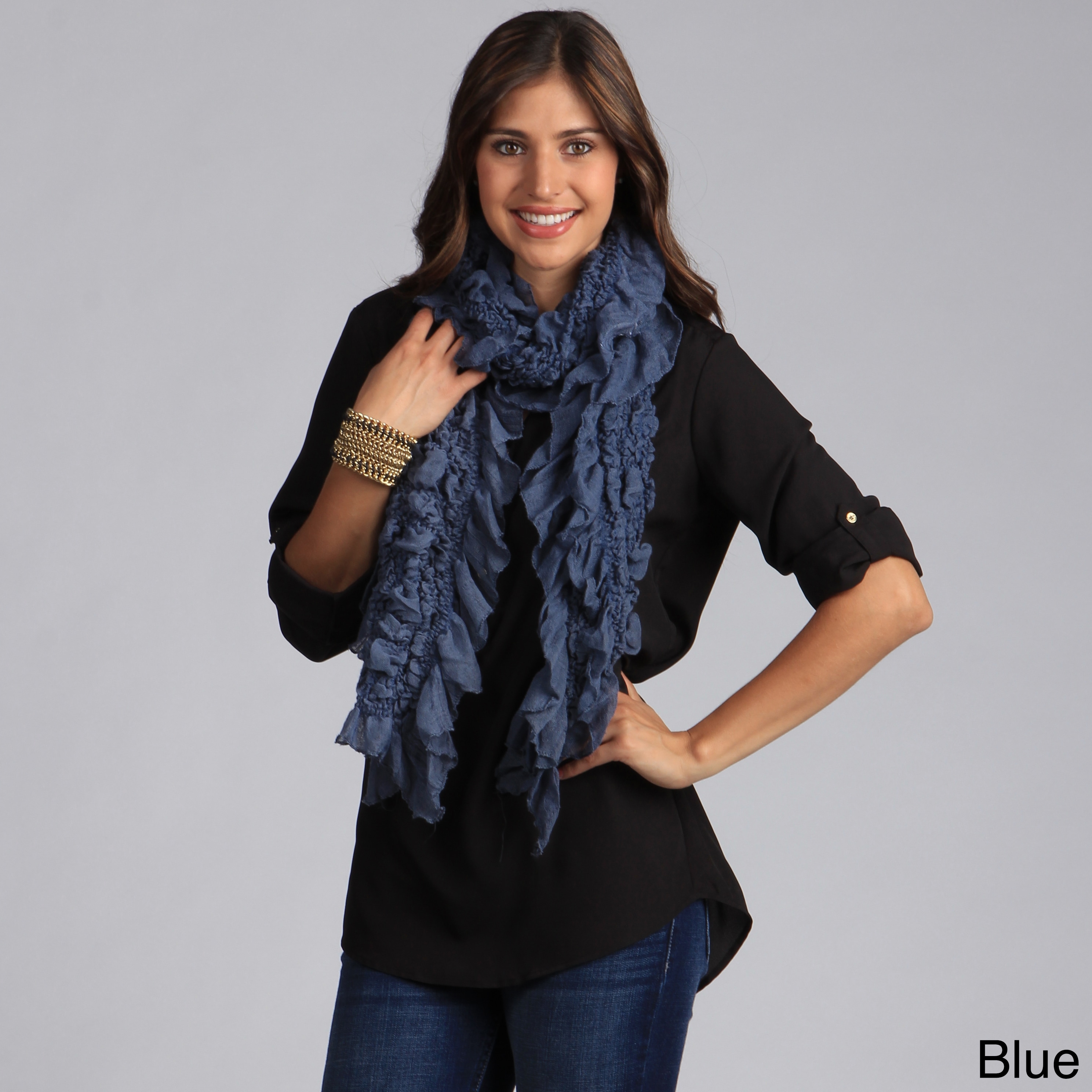 Saro Womens Ruffled Gauze Scarf