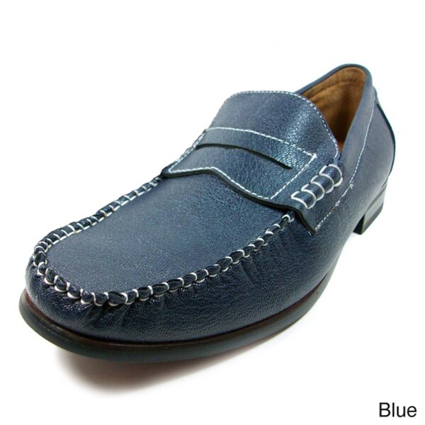 blue leatherette slip on loafer