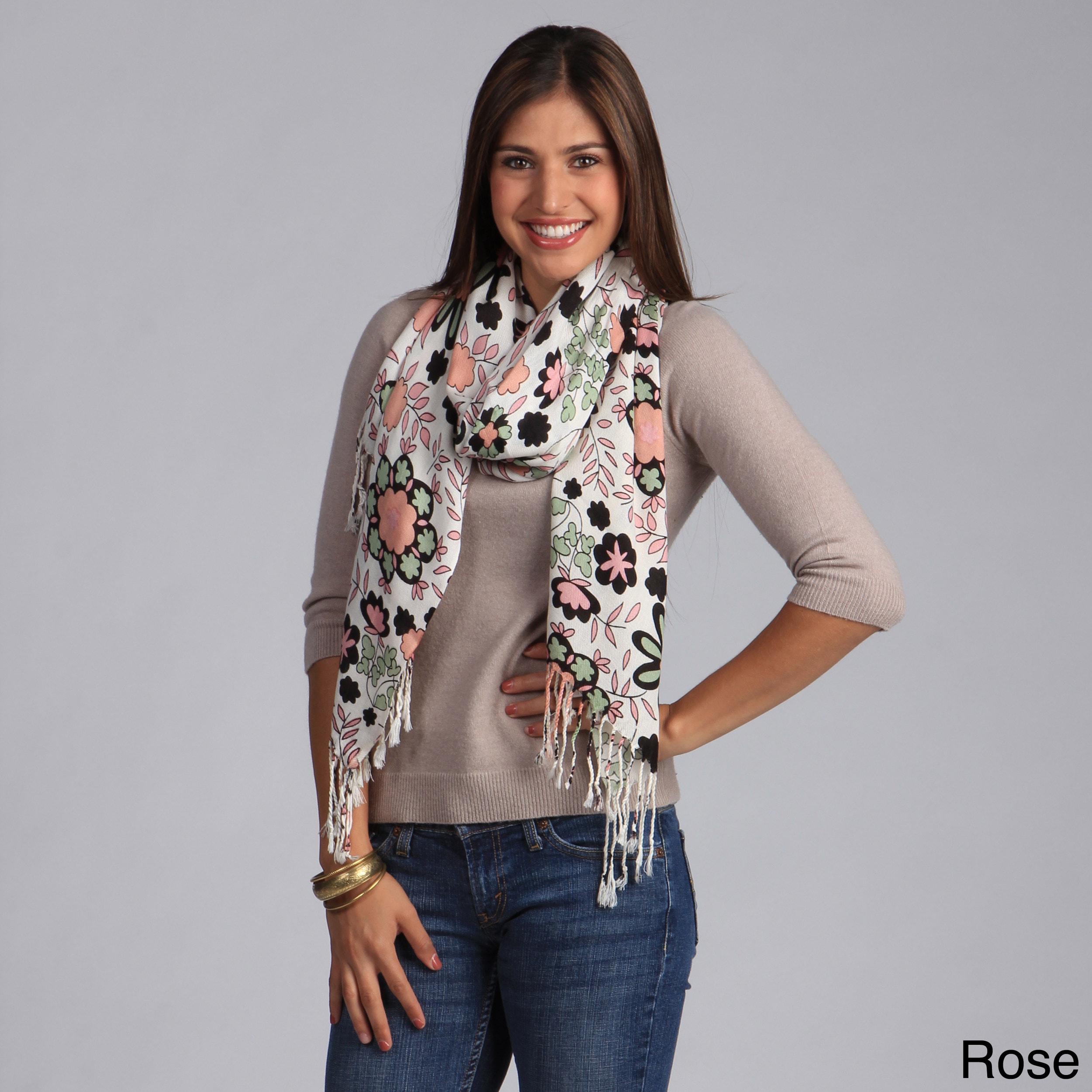 Saro Womens Flower Design Scarf