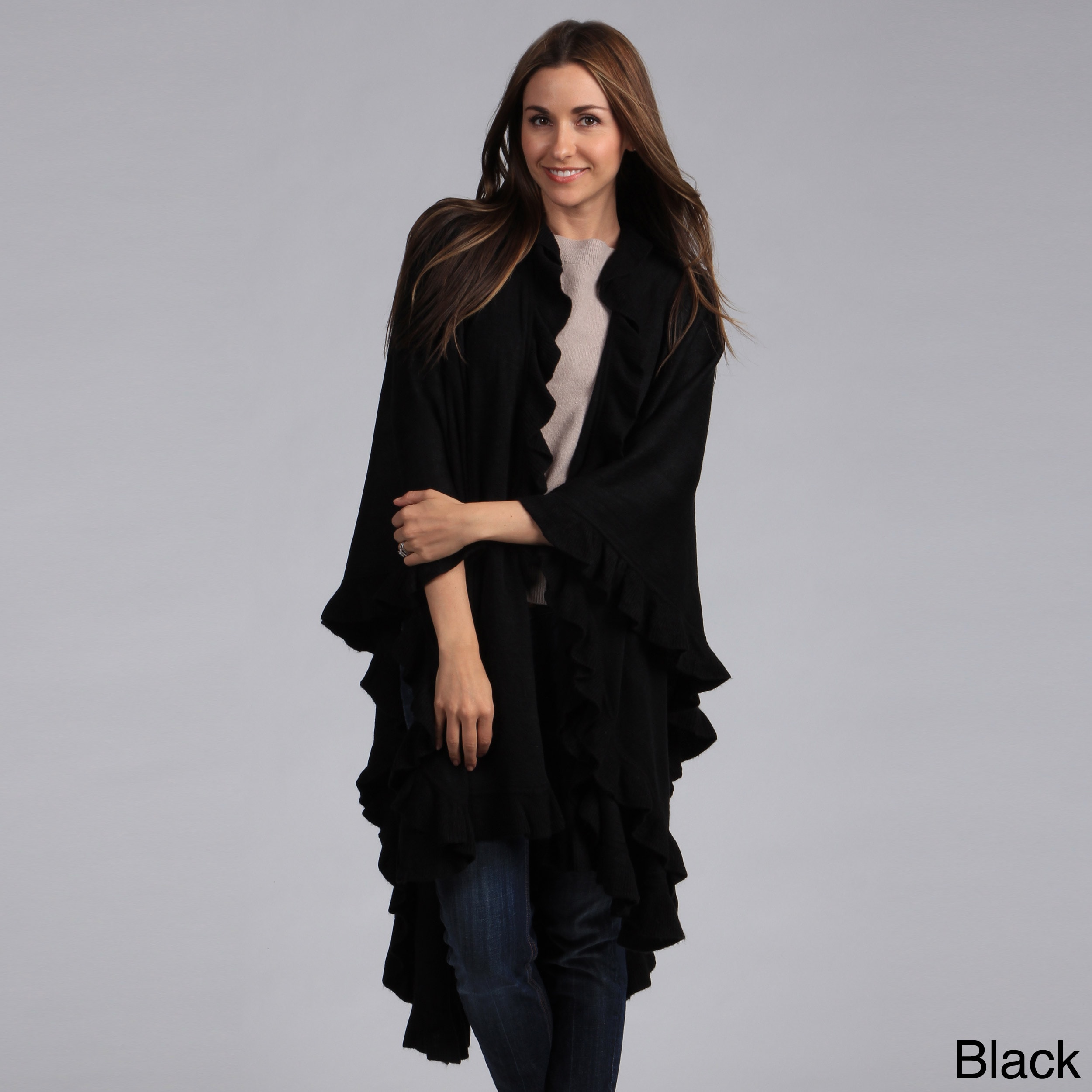 Saro Womens Long Ruffled Wrap