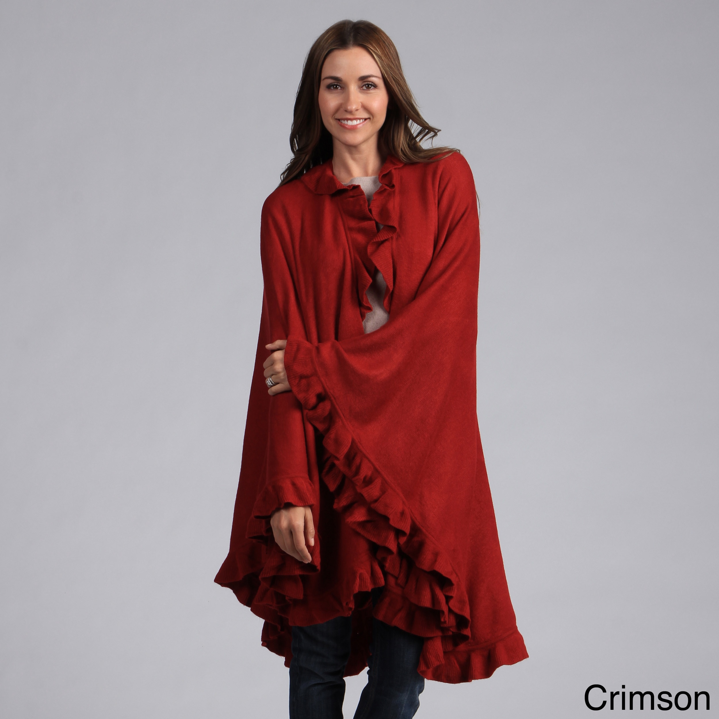 Saro Womens Long Ruffled Wrap