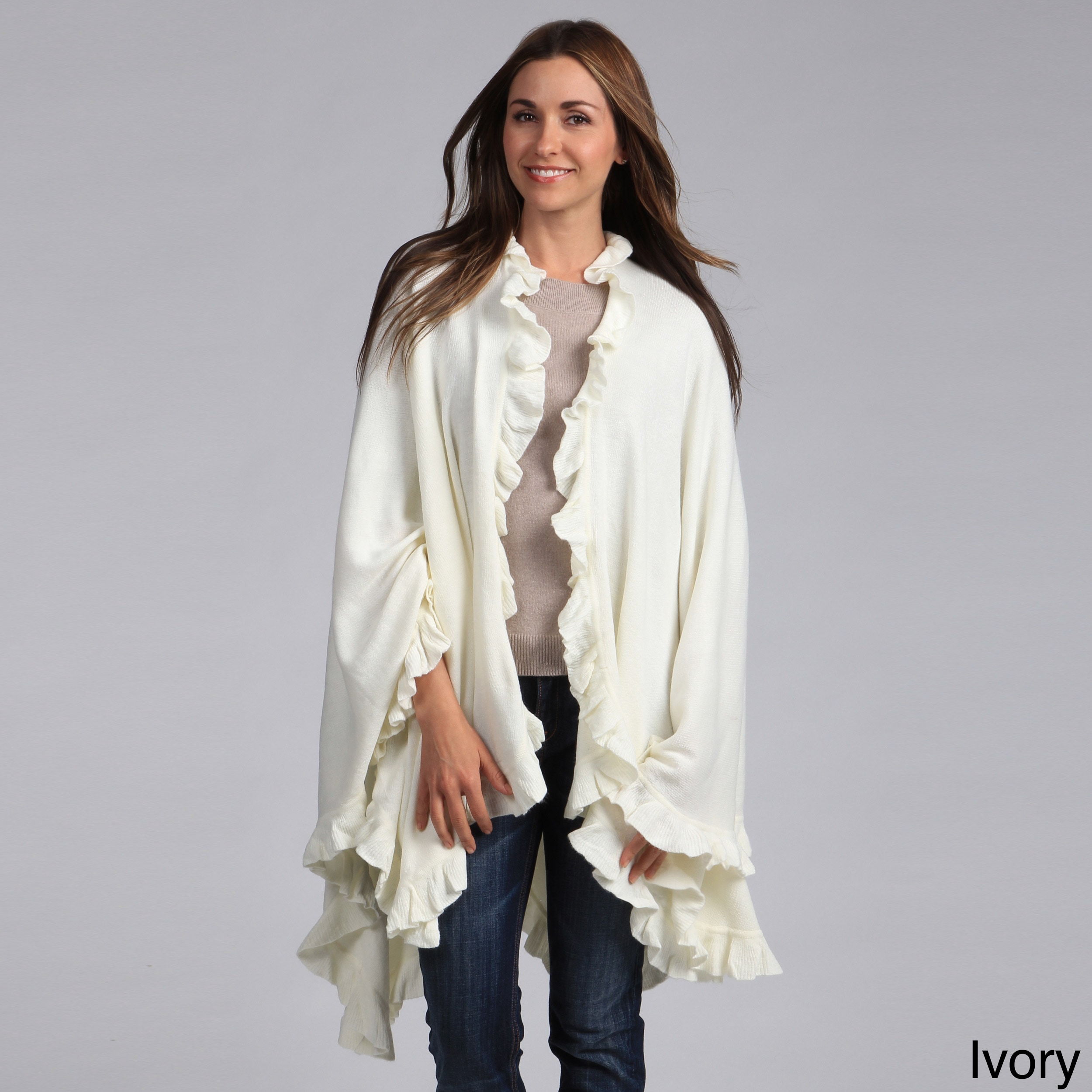 Saro Womens Long Ruffled Wrap