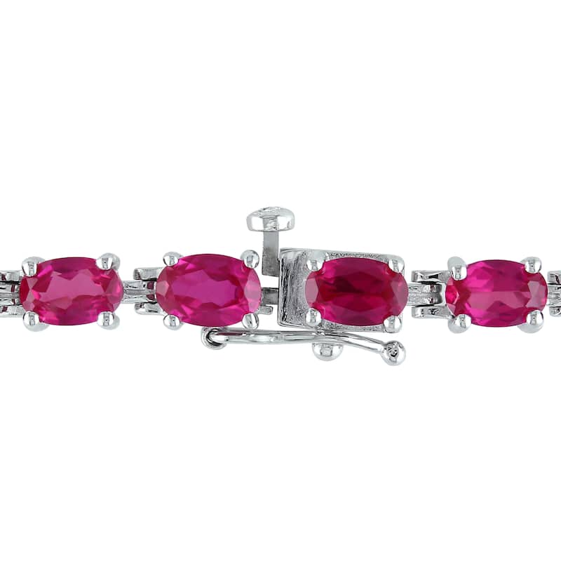 Miadora Sterling Silver Created Ruby Bracelet