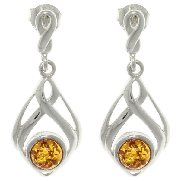 Carolina Glamour Collection Sterling Silver Baltic Amber Drop Dangle Earrings