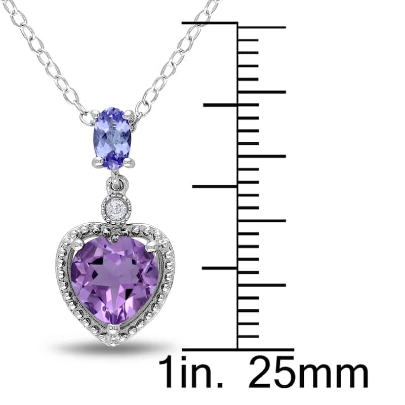 Miadora Sterling Silver Tanzanite, Amethyst and Diamond Necklace