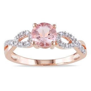 miadora 10k rose gold morganite and 110ct tdw diamond infinity engagement ring g h - Morganite Wedding Ring miadora 10k rose gold morganite and 110ct tdw diamond infinity engagement ring g h - Morganite Wedding Ring