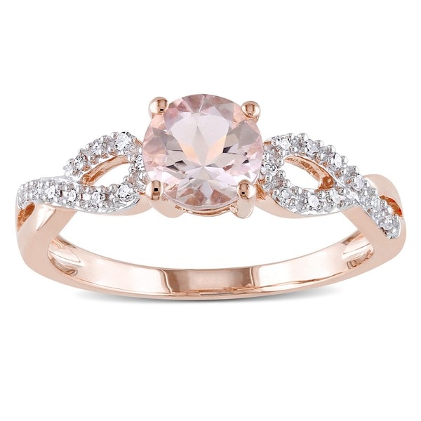 Shop Miadora 10k Rose  Gold  Morganite and 1 10ct TDW 